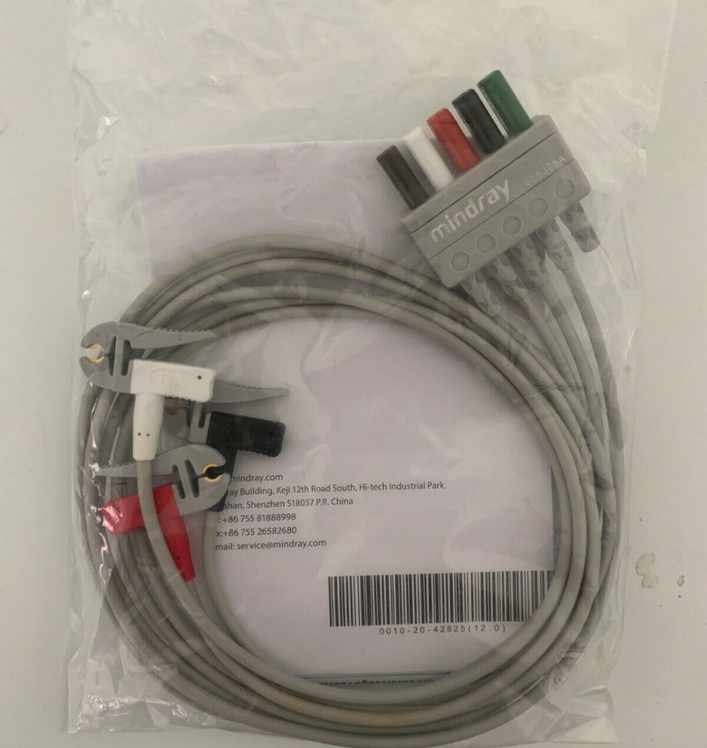 3-Lead ECG wires, Clip, Adu/Paed, TPU, AHA, (1m)